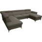 Canapé d'angle convertible en cuir italien de luxe 7/8 places WARINI avec coffre, taupe, angle gauche Canapé d'angle convertible en cuir italien de luxe 7/8 places WARINI avec coffre, taupe, angle gauche