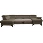 Canapé d'angle convertible en cuir italien de luxe 7/8 places WARINI avec coffre, taupe, angle gauche Canapé d'angle convertible en cuir italien de luxe 7/8 places WARINI avec coffre, taupe, angle gauche