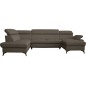 Canapé d'angle convertible en cuir italien de luxe 7/8 places WARINI avec coffre, taupe, angle gauche Canapé d'angle convertible en cuir italien de luxe 7/8 places WARINI avec coffre, taupe, angle gauche