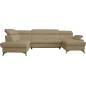 - Canapé d'angle convertible en cuir italien de luxe 7/8 places WARINI avec coffre, beige, angle gauche - Canapé d'angle convertible en cuir italien de luxe 7/8 places WARINI avec coffre, beige, angle gauche