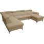 - Canapé d'angle convertible en cuir italien de luxe 7/8 places WARINI avec coffre, beige, angle gauche - Canapé d'angle convertible en cuir italien de luxe 7/8 places WARINI avec coffre, beige, angle gauche