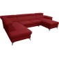 Canapé d'angle convertible en cuir italien de luxe 7/8 places WARINI avec coffre, rouge foncé, angle gauche Canapé d'angle convertible en cuir italien de luxe 7/8 places WARINI avec coffre, rouge foncé, angle gauche