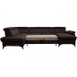 Canapé d'angle convertible en cuir italien de luxe 7/8 places WARINI avec coffre, chocolat, angle gauche
