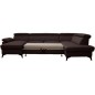Canapé d'angle convertible en cuir italien de luxe 7/8 places WARINI avec coffre, chocolat, angle droit