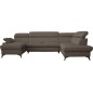 Canapé d'angle convertible en cuir italien de luxe 7/8 places WARINI avec coffre, taupe, angle droit Canapé d'angle convertible en cuir italien de luxe 7/8 places WARINI avec coffre, taupe, angle droit