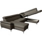 Canapé d'angle convertible en cuir italien de luxe 7/8 places WARINI avec coffre, taupe, angle droit Canapé d'angle convertible en cuir italien de luxe 7/8 places WARINI avec coffre, taupe, angle droit