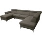 Canapé d'angle convertible en cuir italien de luxe 7/8 places WARINI avec coffre, taupe, angle droit Canapé d'angle convertible en cuir italien de luxe 7/8 places WARINI avec coffre, taupe, angle droit