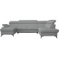 Canapé d'angle convertible en cuir italien de luxe 7/8 places WARINI avec coffre, gris clair, angle droit Canapé d'angle convertible en cuir italien de luxe 7/8 places WARINI avec coffre, gris clair, angle droit