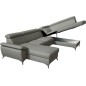 Canapé d'angle convertible en cuir italien de luxe 7/8 places WARINI avec coffre, gris clair, angle droit Canapé d'angle convertible en cuir italien de luxe 7/8 places WARINI avec coffre, gris clair, angle droit