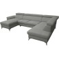 Canapé d'angle convertible en cuir italien de luxe 7/8 places WARINI avec coffre, gris clair, angle droit Canapé d'angle convertible en cuir italien de luxe 7/8 places WARINI avec coffre, gris clair, angle droit