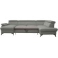 Canapé d'angle convertible en cuir italien de luxe 7/8 places WARINI avec coffre, gris clair, angle droit Canapé d'angle convertible en cuir italien de luxe 7/8 places WARINI avec coffre, gris clair, angle droit
