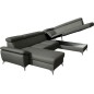 Canapé d'angle convertible en cuir italien de luxe 7/8 places WARINI avec coffre, gris foncé, angle droit Canapé d'angle convertible en cuir italien de luxe 7/8 places WARINI avec coffre, gris foncé, angle droit