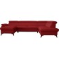 Canapé d'angle convertible en cuir italien de luxe 7/8 places WARINI avec coffre, rouge foncé, angle angle droit Canapé d'angle convertible en cuir italien de luxe 7/8 places WARINI avec coffre, rouge foncé, angle angle droit