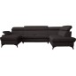 Canapé d'angle convertible en cuir italien de luxe 7/8 places WARINI avec coffre, noir, angle droit Canapé d'angle convertible en cuir italien de luxe 7/8 places WARINI avec coffre, noir, angle droit