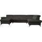 Canapé d'angle convertible en cuir italien de luxe 7/8 places WARINI avec coffre, noir, angle droit Canapé d'angle convertible en cuir italien de luxe 7/8 places WARINI avec coffre, noir, angle droit