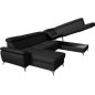 Canapé d'angle convertible en cuir italien de luxe 7/8 places WARINI avec coffre, noir, angle droit Canapé d'angle convertible en cuir italien de luxe 7/8 places WARINI avec coffre, noir, angle droit