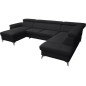 Canapé d'angle convertible en cuir italien de luxe 7/8 places WARINI avec coffre, noir, angle droit Canapé d'angle convertible en cuir italien de luxe 7/8 places WARINI avec coffre, noir, angle droit