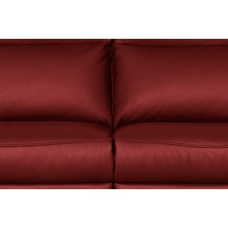 Canapé taille 3 places avec 2 relax en 100% tout cuir épais de luxe italien avec 2 relax électriques, PERINI, rouge foncé