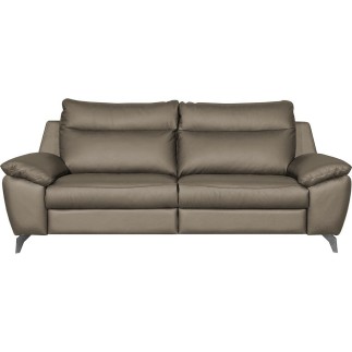 Canapé taille 3 places avec 2 relax en 100% tout cuir épais de luxe italien avec 2 relax électriques, PERINI, couleur taupe