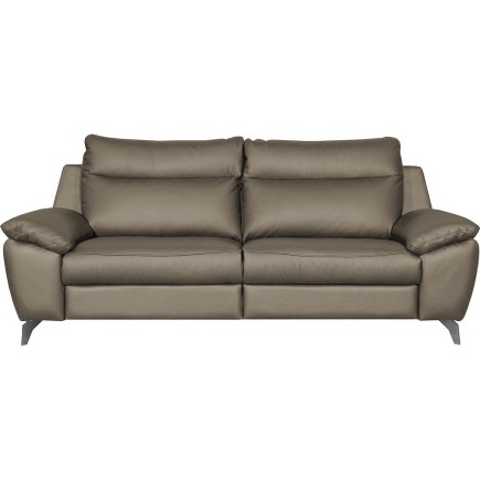 Canapé taille 3 places avec 2 relax en 100% tout cuir épais de luxe italien avec 2 relax électriques, PERINI, couleur taupe
