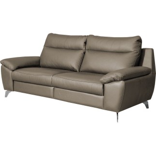 Canapé taille 3 places avec 2 relax en 100% tout cuir épais de luxe italien avec 2 relax électriques, PERINI, couleur taupe