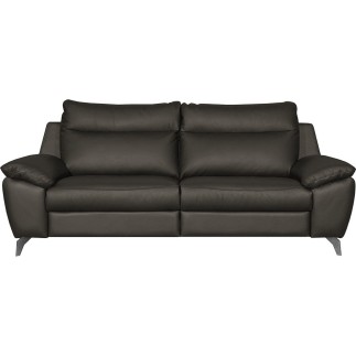 Canapé taille 2 places avec 2 relax en 100% tout cuir épais de luxe italien avec 2 relax électriques, PERINI, anthracite