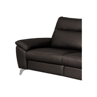 Canapé taille 2 places avec 2 relax en 100% tout cuir épais de luxe italien avec 2 relax électriques, PERINI, chocolat