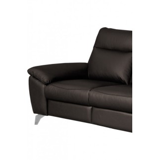 Canapé taille 2 places avec 2 relax en 100% tout cuir épais de luxe italien avec 2 relax électriques, PERINI, chocolat