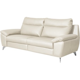 Canapé taille 2 places avec 2 relax en 100% tout cuir épais de luxe italien avec 2 relax électriques, PERINI, blanc cassé