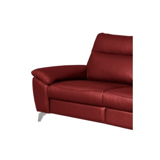 Canapé taille 2 places avec 2 relax en 100% tout cuir épais de luxe italien avec 2 relax électriques, PERINI, rouge foncé