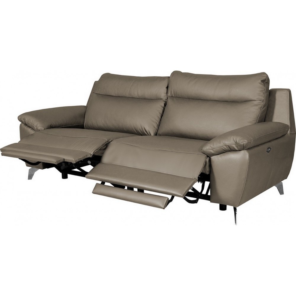 Canapé taille 2 places avec 2 relax en 100% tout cuir épais de luxe italien avec 2 relax électriques, PERINI, taupe Canapé taille 2 places avec 2 relax en 100% tout cuir épais de luxe italien avec 2 relax électriques, PERINI, taupe