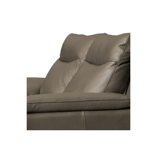 Canapé taille 2 places avec 2 relax en 100% tout cuir épais de luxe italien avec 2 relax électriques, PERINI, taupe