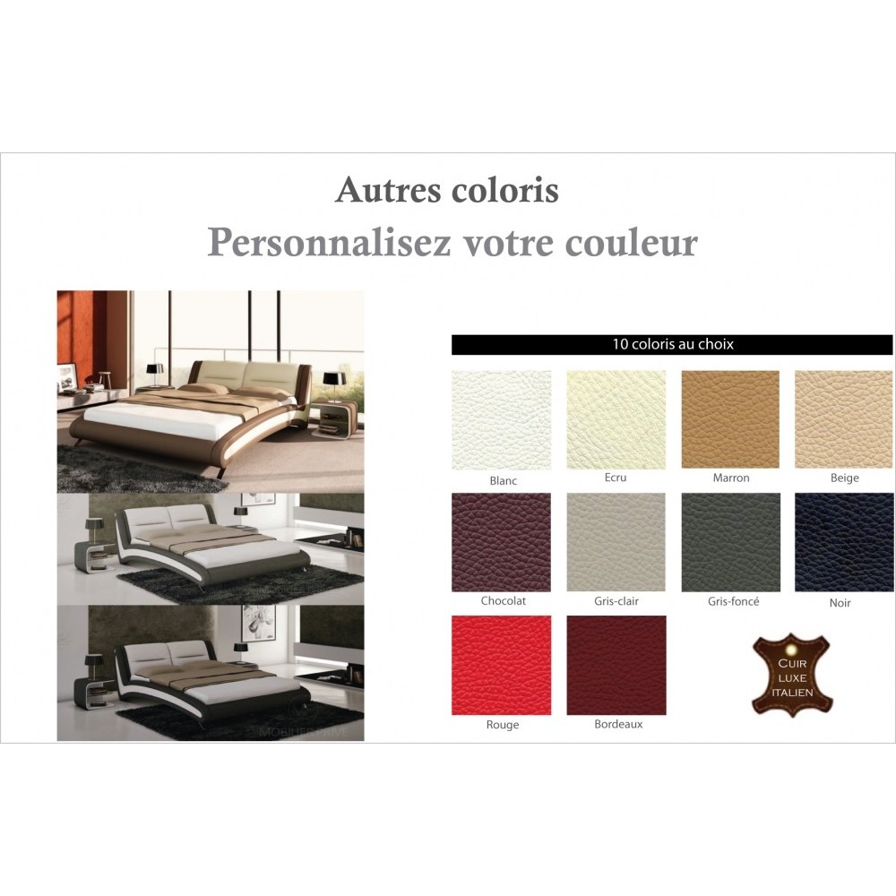 Lit en cuir italien de luxe NIGHTY, couleur personnalisée, 160x200 Lit en cuir italien de luxe NIGHTY, couleur personnalisée, 160x200