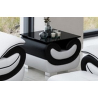 Superbe petite table basse de bout de canapé CANDIDE, blanc et noir