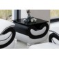Superbe petite table basse de bout de canapé CANDIDE, blanc et noir