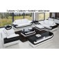 Ensemble canapé 3 places et 2 places et fauteuil en cuir italien vachette candide, couleur blanc et noir. Table basse candide, b Ensemble canapé 3 places et 2 places et fauteuil en cuir italien vachette candide, couleur blanc et noir. Table basse candide, b