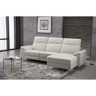 Canapé d'angle relax en cuir de buffle italien de luxe 5 places BRIO, blanc, angle droit