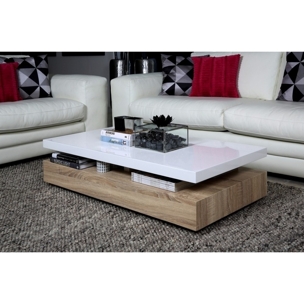 Table basse design, dessus en bois laqué blanc MARTENS Table basse design, dessus en bois laqué blanc MARTENS