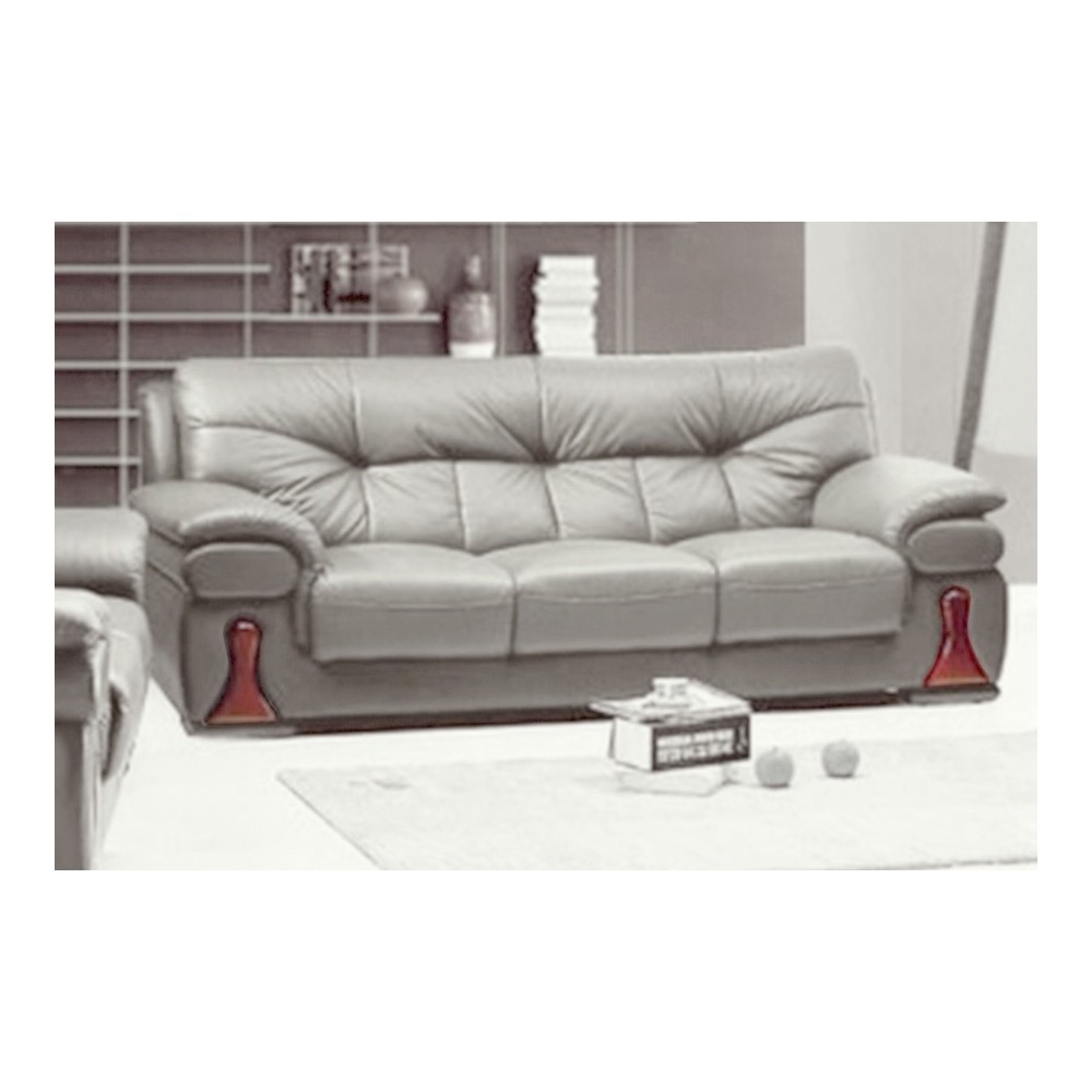 Canapé 3 pièces OXFORD en cuir luxe italien vachette, gris clair, 3 places Canapé 3 pièces OXFORD en cuir luxe italien vachette, gris clair, 3 places