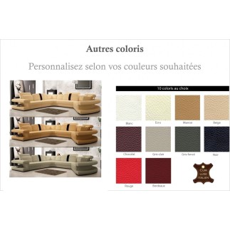2eme paiement de la commande: Canapé d'angle en cuir italien 7/8 places star, couleur personnalisée, angle gauche, couleur prini