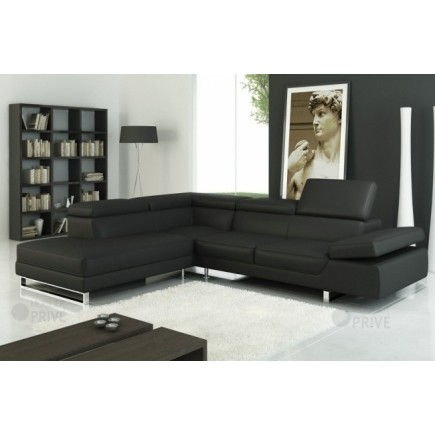 2eme paiement : Canapé d'angle en cuir italien 5/6 places grand george, noir, 6x sans frais, total commande: 1698 euros