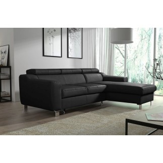 2eme paiement de la commande Canapé d'angle convertible en cuir italien de luxe 5 places astoria, noir, angle droit, 6x sans fra