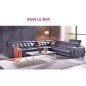 Canapé d'angle en cuir de buffle italien de luxe, personnalisé sans le bar, PRESTIGIA, noir, angle droit