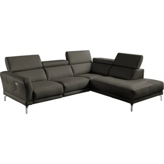 Canapé d'angle relax en 100% tout cuir épais de luxe italien avec relax électrique, 5/6 places DALI, anthracite, angle droit
