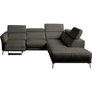 Canapé d'angle relax en 100% tout cuir épais de luxe italien avec relax électrique, 5/6 places DALI, anthracite, angle droit