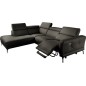 - Canapé d'angle relax en 100% tout cuir épais de luxe italien avec relax électrique, 5/6 places DALI, anthracite, angle gauche - Canapé d'angle relax en 100% tout cuir épais de luxe italien avec relax électrique, 5/6 places DALI, anthracite, angle gauche