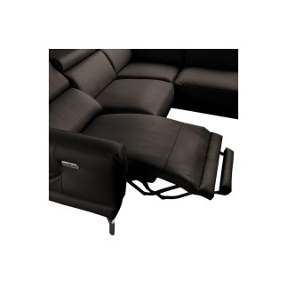 Canapé d'angle relax en 100% tout cuir épais de luxe italien avec relax électrique, 5/6 places DALI, chocolat, angle droit