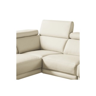 - Canapé d'angle relax en 100% tout cuir épais de luxe italien avec relax électrique, 5/6 places DALI, blanc cassé, angle gauche