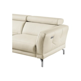 - Canapé d'angle relax en 100% tout cuir épais de luxe italien avec relax électrique, 5/6 places DALI, blanc cassé, angle gauche