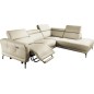 Canapé d'angle relax en 100% tout cuir épais de luxe italien avec relax électrique, 5/6 places DALI, blanc cassé, angle droit Canapé d'angle relax en 100% tout cuir épais de luxe italien avec relax électrique, 5/6 places DALI, blanc cassé, angle droit
